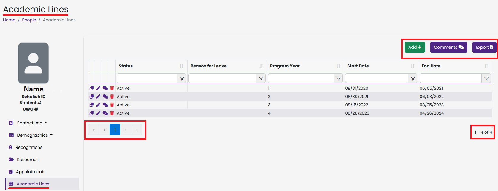 Academic Lines Pane